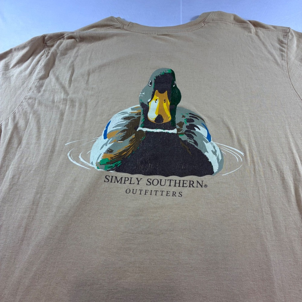 Simply Southern Outfitters Mallard Duck Graphic T-Shirt Mens XXL Tan Khaki